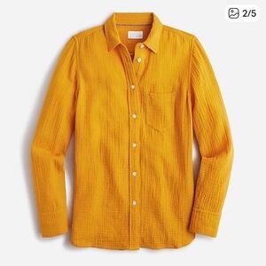 NWOT J. Crew Mustard Classic Cotton Gauze Buttondown Blouse Shirt Size 18